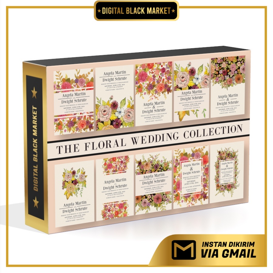Vintage Floral Wedding Invitation Bundle - Photoshop
