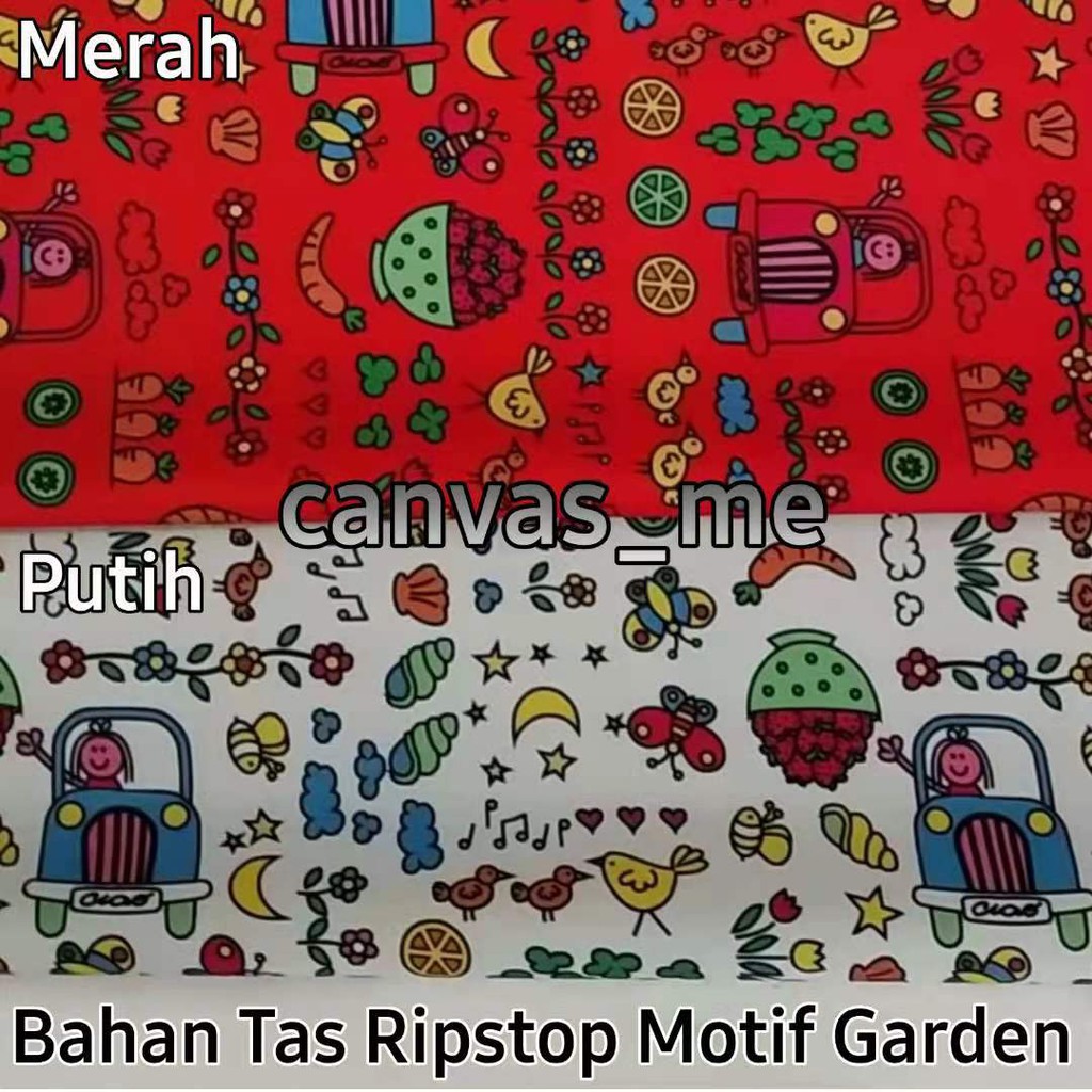 Ripstop motif Garden merah panjang 70 cm