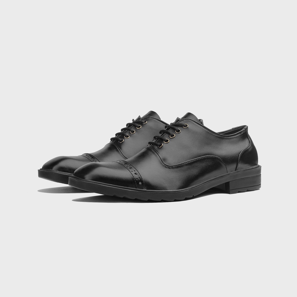 Evolva Black | Sepatu Oxford Pantofel Formal Kasual Kerja Kuliah Pria/Cowok/Men Ori Lokal | FORIND x Erabor