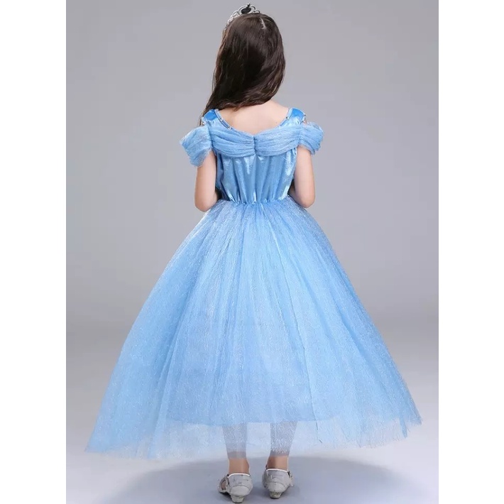 dress anak perempuan baju anak princess biru perempuan gaun anak perempuan gaun pesta anak cewek KE1