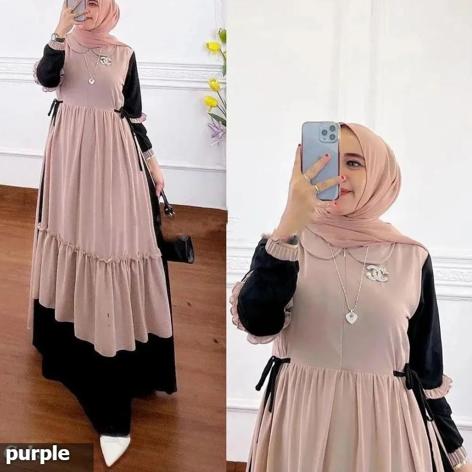 Dinda gamis ceruty / Gamis Ceruty Babydoll / Gamis Ceruty Polos / Gamis Ceruty Jumbo / Dress Muslima