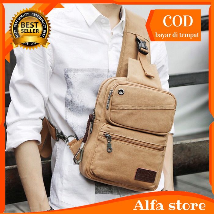 tas selempang slingbag kanvas pria fashion cowok tas bahu slempang import terbaru usb sb157