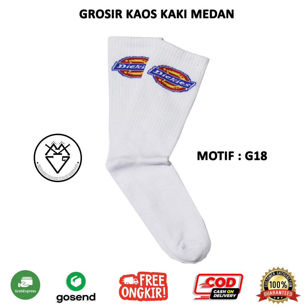 DISKON KAOS KAKI SKATE OLDSCHOOL MOTIF DCKS PUTIH G18 CEWEK COWOK GROSIR MEDAN