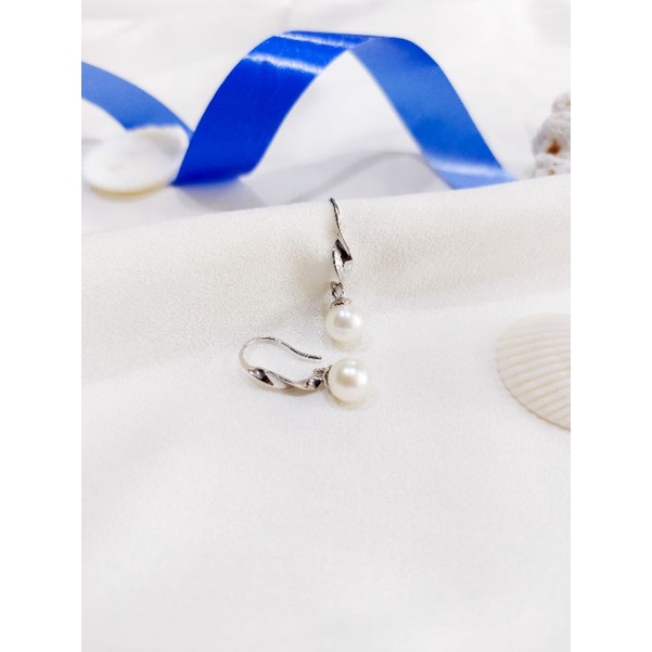 Anting Perak Mutiara Air Laut Asli