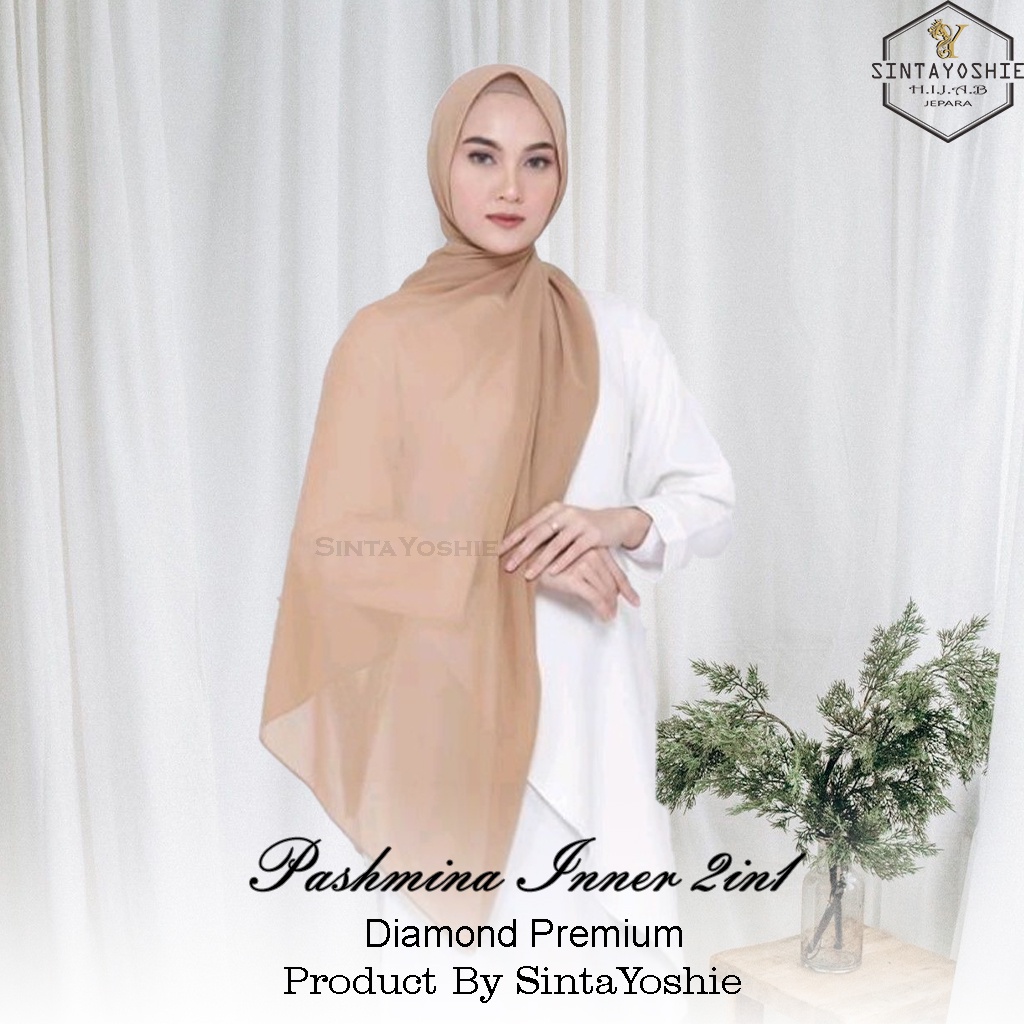 Jilbab Pashmina Inner 2in1 Diamond Crepe Grosir Termurah