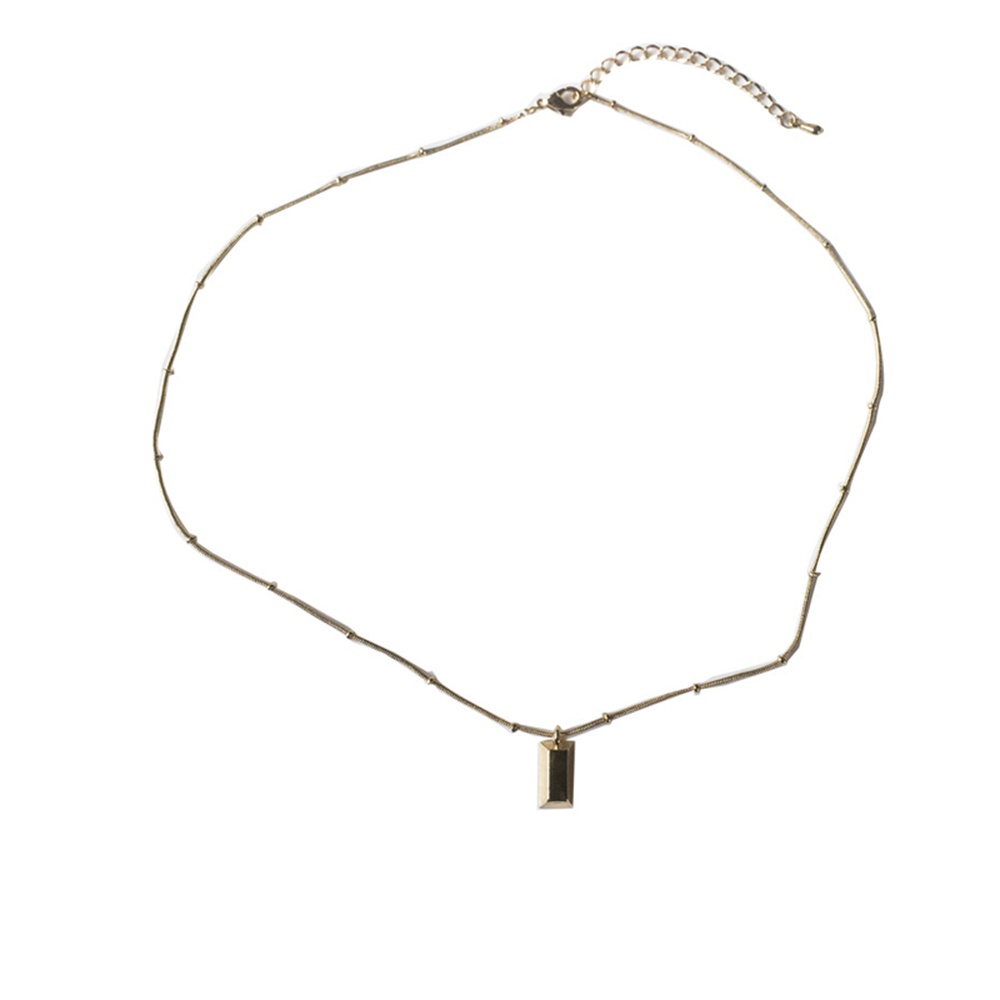Kalung Choker Rantai Pendek Liontin Persegi Panjang Geometris Bahan Metal Lapis Emas Untuk Wanita