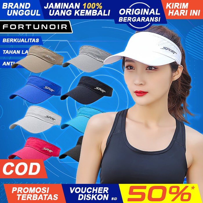 Topi Lari Olahraga Sport Senam Jogging Tennis Golf Bolong Visor Fashion Wanita Pria Import FN552