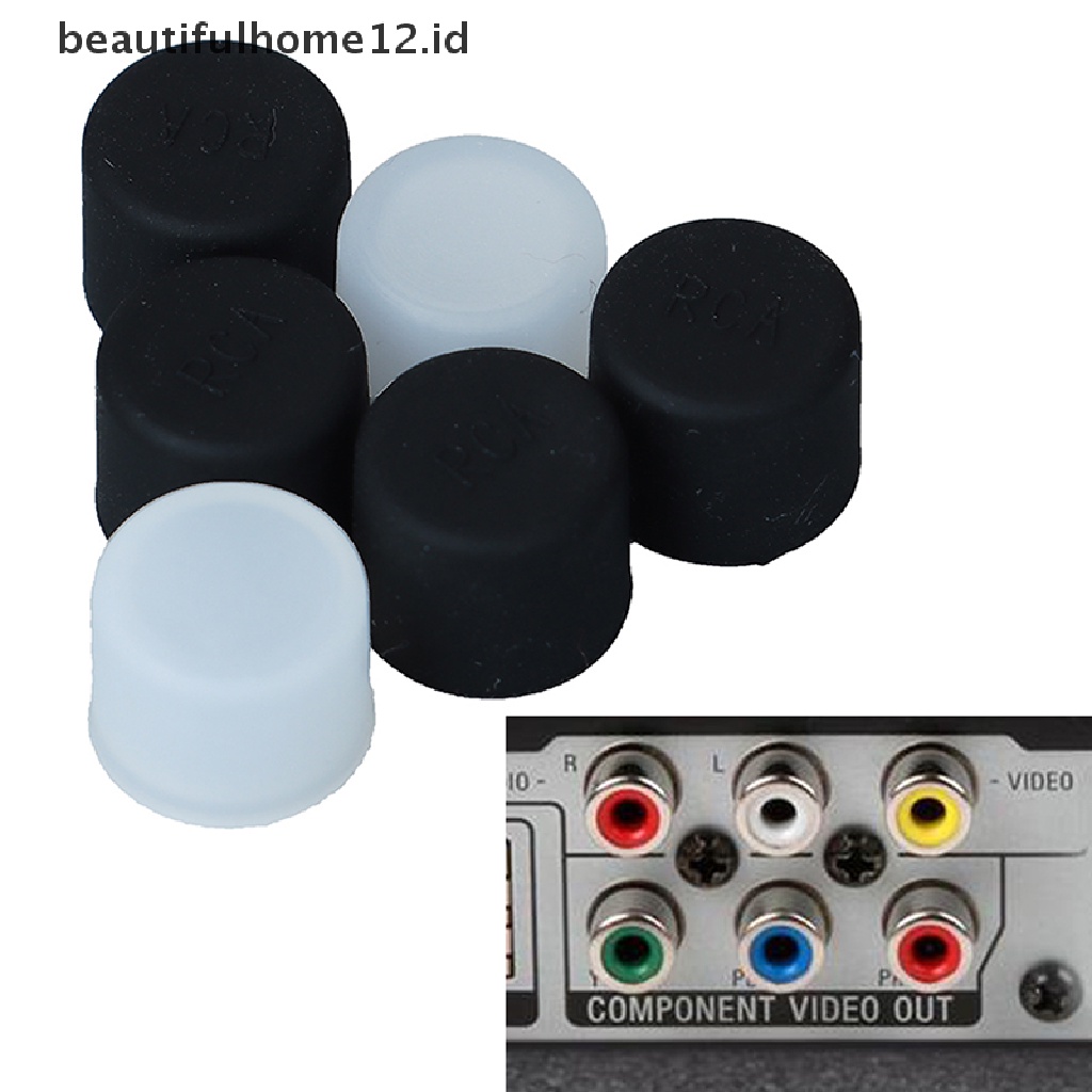 【beautifulhome12.id】 10pcs Silicone TV Audio Video Interface Dust Plug RCA Female Protective Cover .