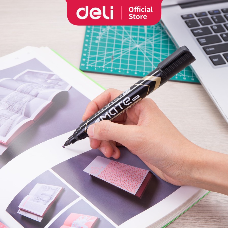 

Deli EU10220 Spidol Permanen-Hitam