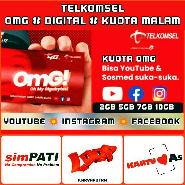 Telkomsel Kuota Sosmed 1gb 2gb 3gb 5gb Ketengan Instagram Youtube Whatsapp Facebook Shopee Indonesia