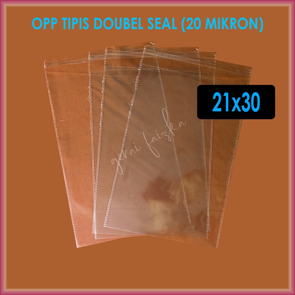 

21X30 PLASTIK OPP TIPIS DOUBLE SEAL 20 MICRON