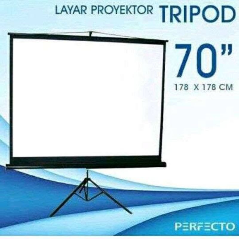 Layar Proyektor 70 inci Tripod 178cm x 178cm 70&quot; 70 Inch Layar projektor Presentasi