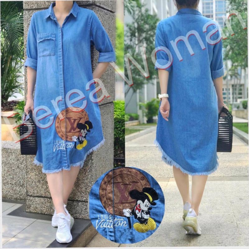 Tunik soft jeans mickey bordir original Berea woman