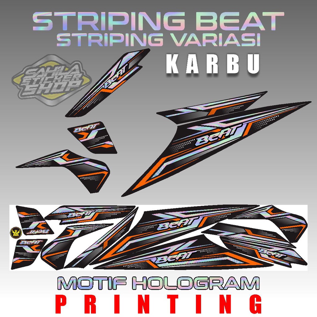 STRIPING STIKER BEAT KARBU MOTIF HOLOGRAM 01 BEAT KARBU VARIASI STRIPING MOTIF HOLOGRAM PRINTING LIS