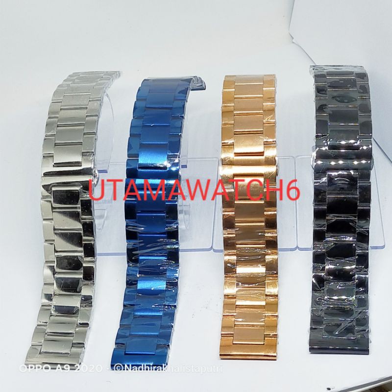 Tali jam rantai stanlles stail jam original 20,22,24mm