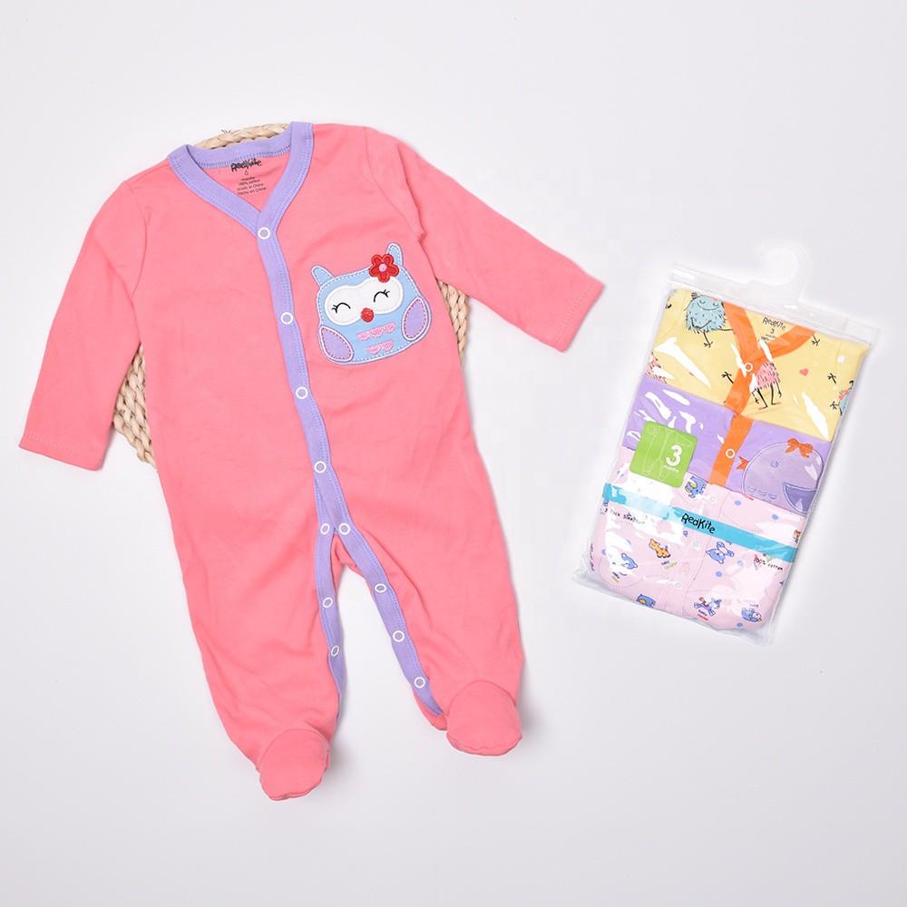 Sleepsuit Bayi 3 Pcs Premium Romper Bayi Perempuan Tutup Kaki P010