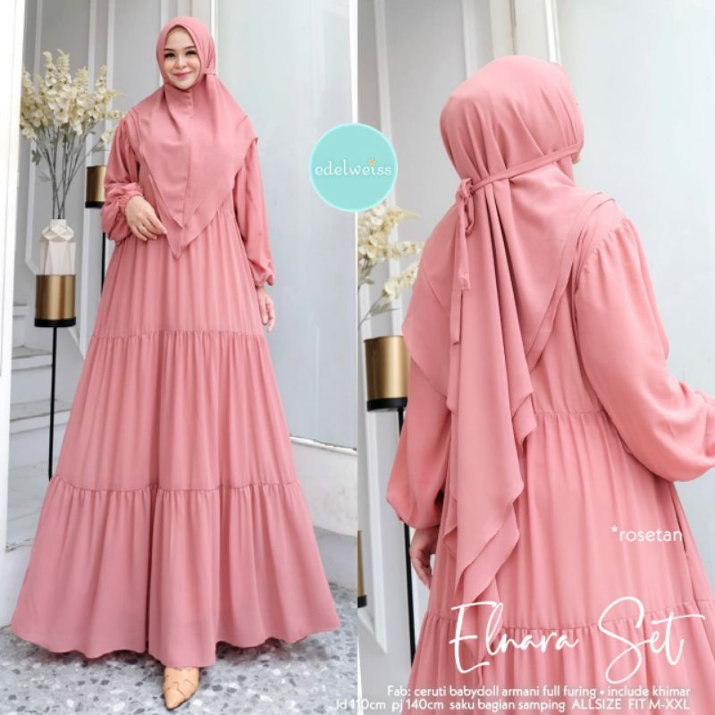 elnara set dress syari ori edelweis