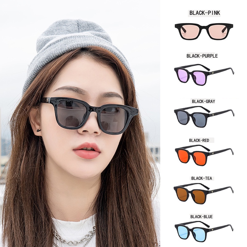 Kacamata Hitam Wanita Korean Fashion Gaya Candy Color Square Kacamata Anti UV400 Anti Radiasi Retro Sunglasses ANTOP