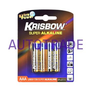 KRISBOW ALKALINE BATERAI UKURAN AAA 4 PCS BATTERY ALKALINE BATERAI A3