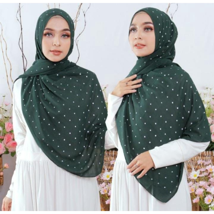 pashmina tali ceruty motif polkadot / hijab instan pashmina tali motif polkadot