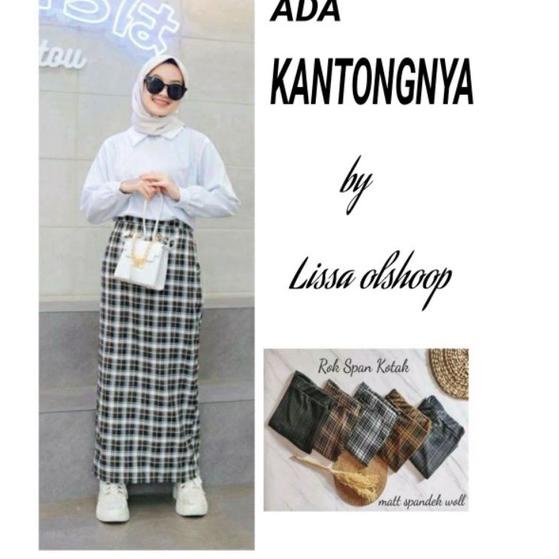 Terbaru.. ROK SPAN KNITTED rok tartan panjang span rok kotak kotak panjang span rok kekinian panjang