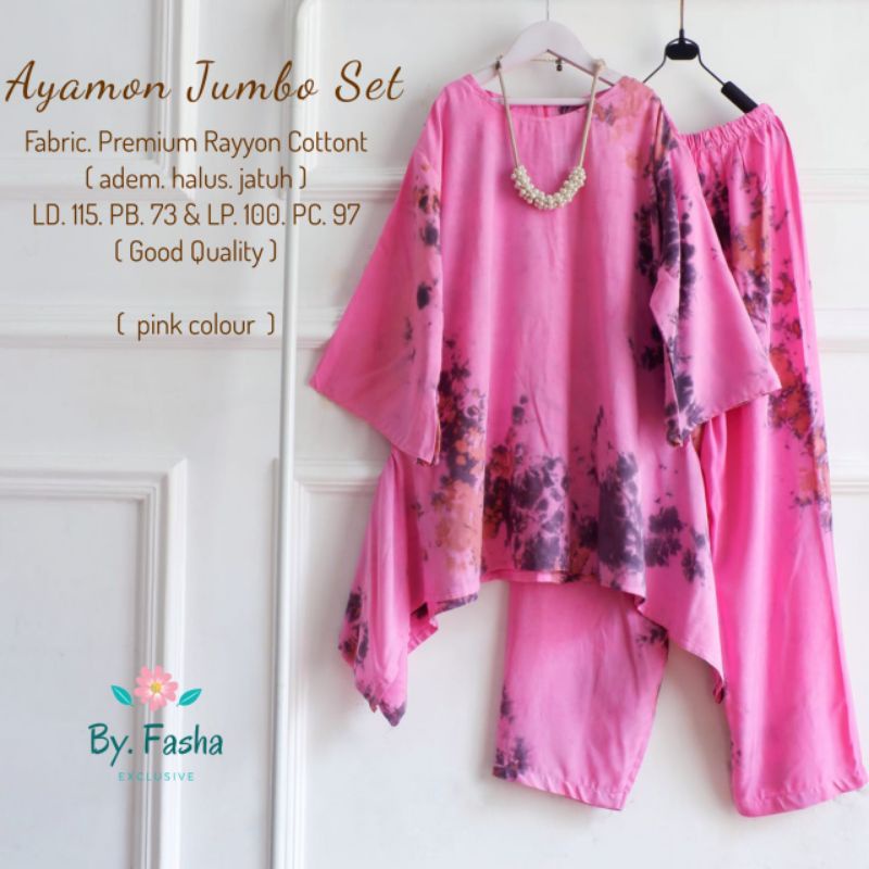 ONE SET AYAMON JUMBO BAHAN PREMIUM RAYON COTTON (ADEM HALUS DAN JATUH) BY FASHA EXCLUSIVE