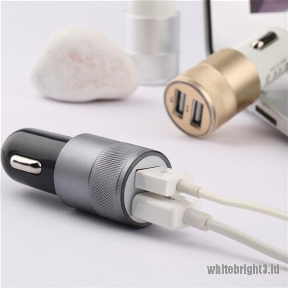 Charger Mobil 2 Port USB Mini Portable DC 3.1A Fast Charging Warna Putih Untuk Handphone Universal