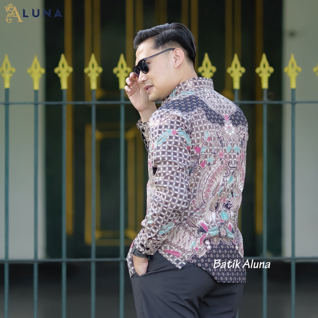 KEMEJA BATIK PRIA LENGAN PANJANG PREMIUM REGULAR KANTOR MODERN BATIK ALUNA PCW 015