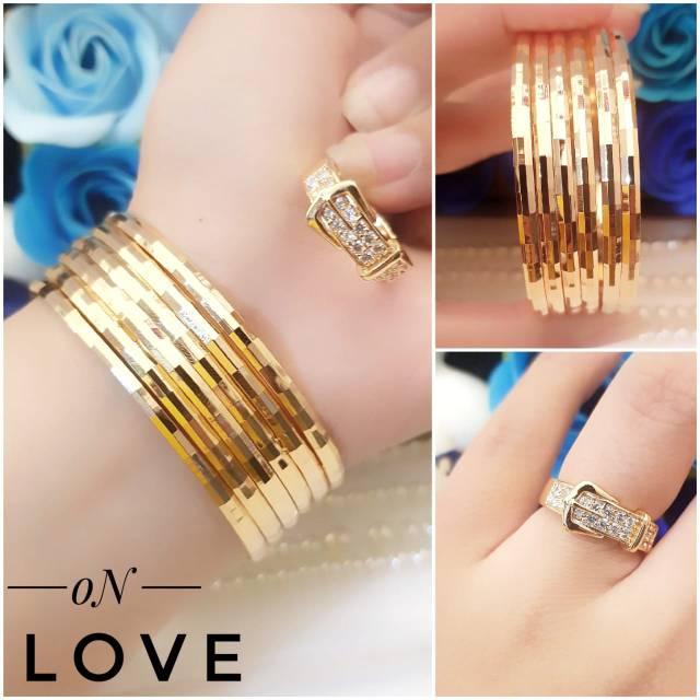 Xuping gelang dan cincin lapis ekas 24k 0423g