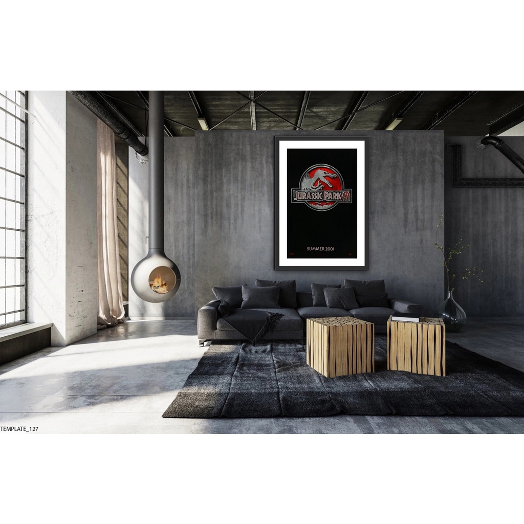Poster Bingkai / Hiasan Dinding / Poster Film / Jurassic Park - 127