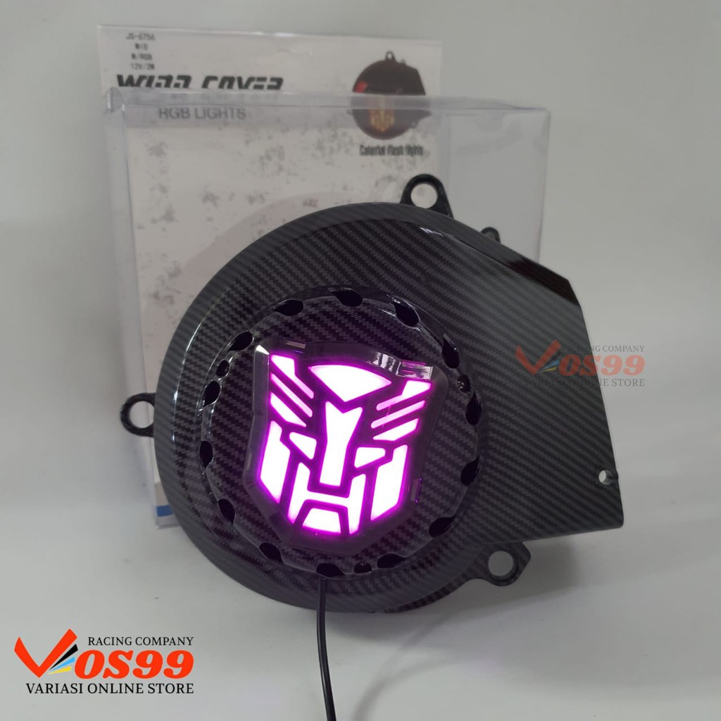 LAMPU COVER KIPAS CARBON MIO SPORTY MIO SMILE TUTUP KIPAS KARBON + LAMPU RAINBOW TRANSFORMER - FLASH