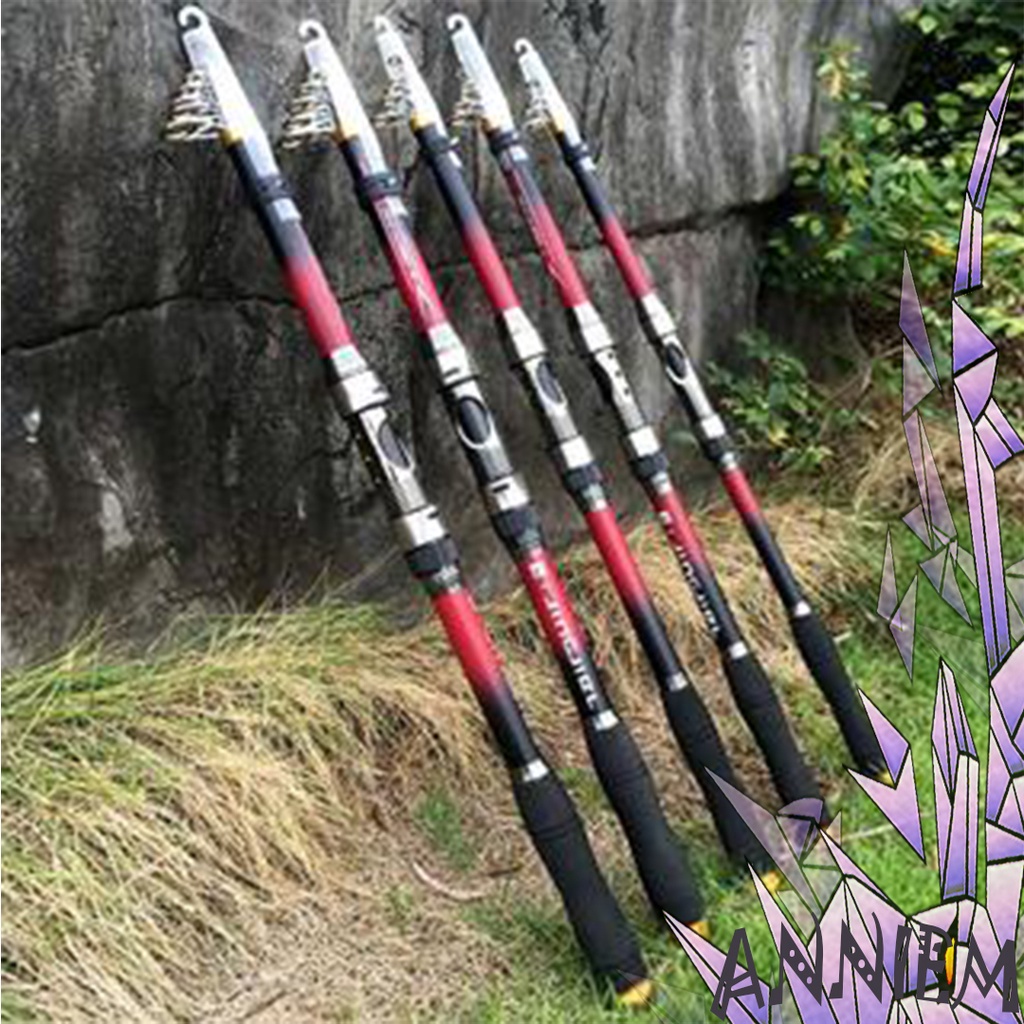 Joran Pancing Antena Portable Carbon Fiber Profesional Laut 2,1-2.4 Meter Jingjiel Pro Merah