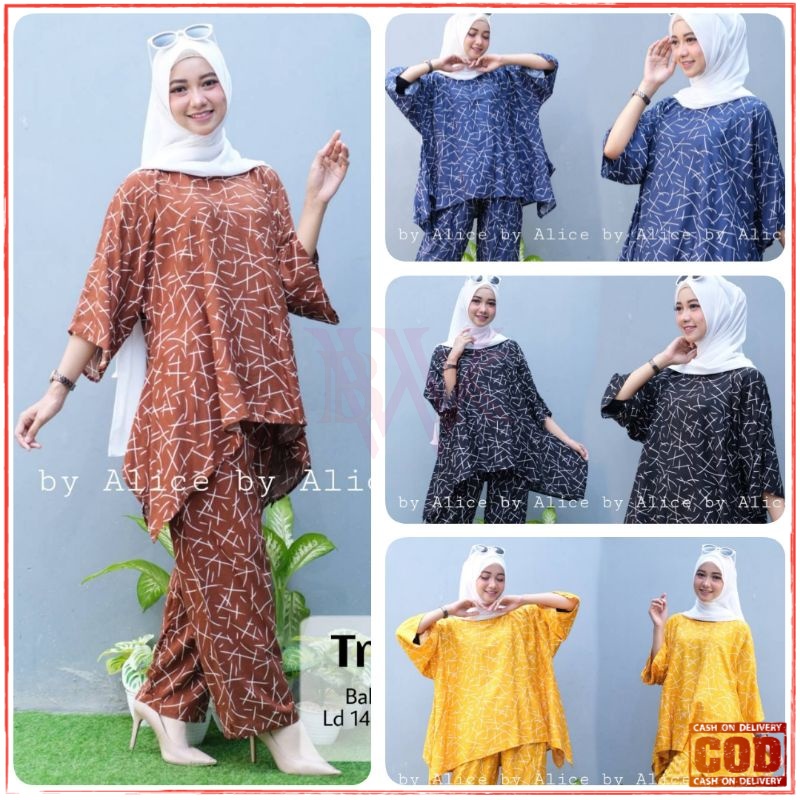 Baju Set Jumbo Wanita Muslimah Ld 130 / One Set Baju + Celana Jumbo / Setelan Wanita Jumbo XXXL