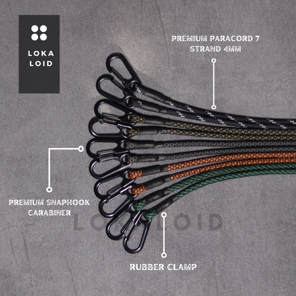 Tali Kalung Strap Konektor Masker Paracord 4mm Pria Wanita Premium Hook Alloy Besi Anti karat Strep 