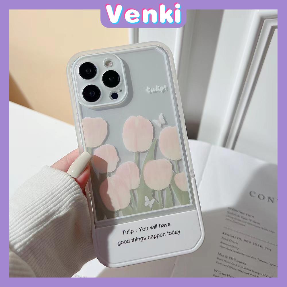 iPhone Case Silicone Soft Case Clear Case Folding Stand Shockproof Protection Camera Tulip Flower Compatible For iPhone 11 iPhone 13 Pro Max iPhone 12 Pro Max iPhone 7Plus xr