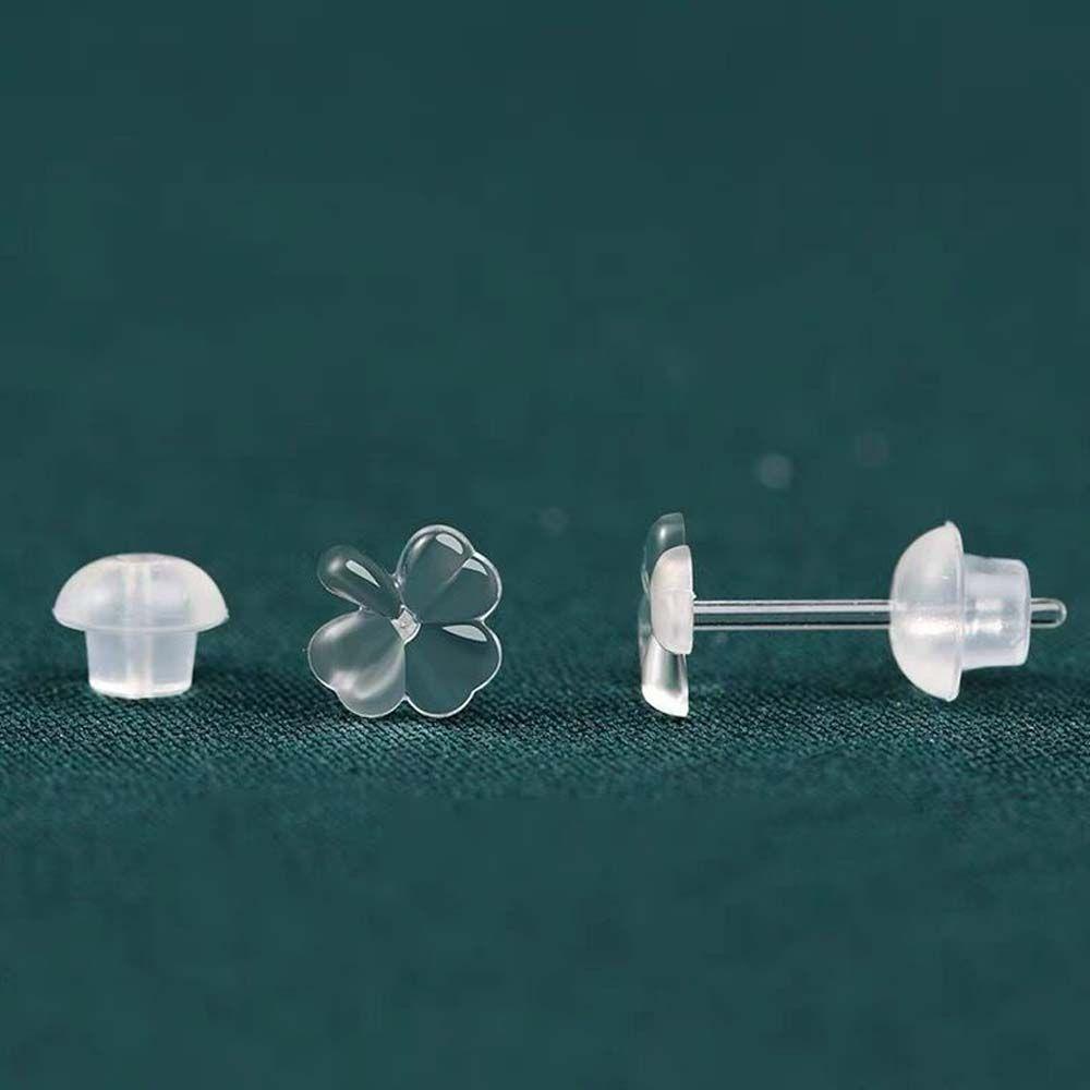 QUINTON Elegant Invisible Resin Earring Simple Korean Style Earrings Female Stud Earrings All-match Transparent Plastic Earrings Anti-blocking Ear Pins Hypoallergenic Pierced Ears Mini Earring