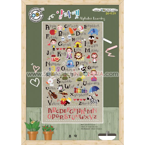 Paket DIY Craft Sulam Kristik / Cross Stitch Sodastitch SO-G39 - Alphabet Learning Alfabet