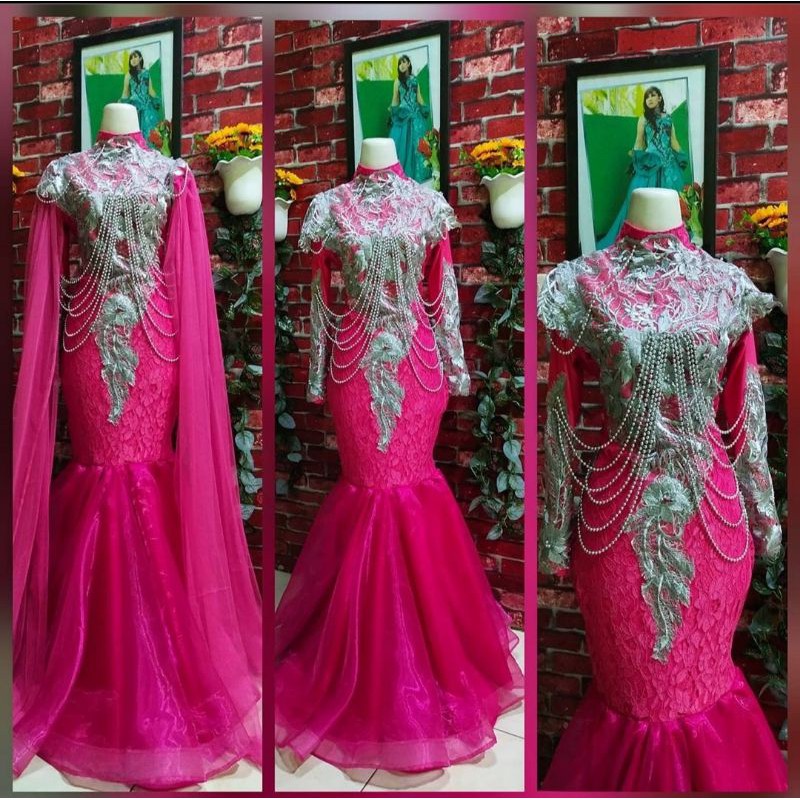baju singer/baju penyanyi/dres singer/pink kalung mutiara