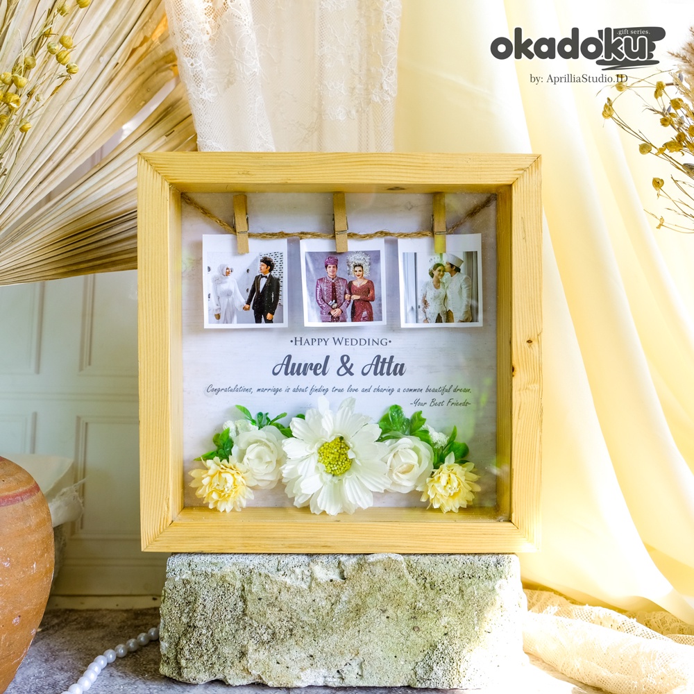 KADO PERNIKAHAN FILEA, FRAME BINGKAI CUSTOM FOTO UKURAN 20x20 CM