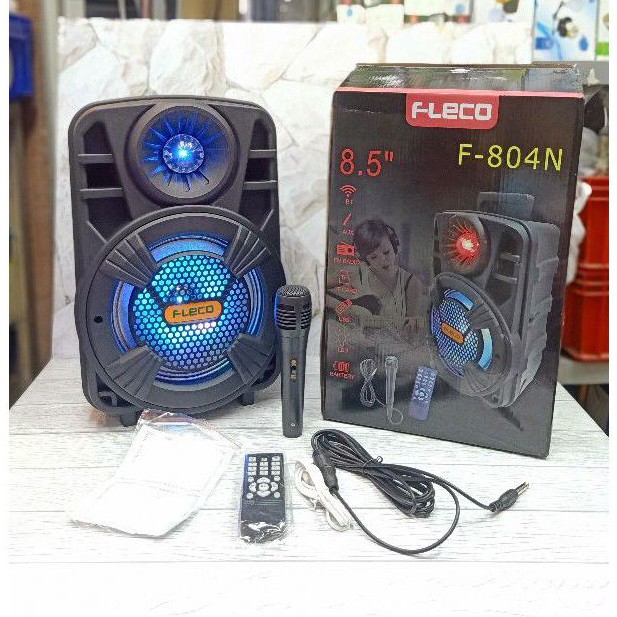 Speaker Bluetooth Karaoke Fleco F-804N 8'5 Inch (Bonus Mic+Remote)