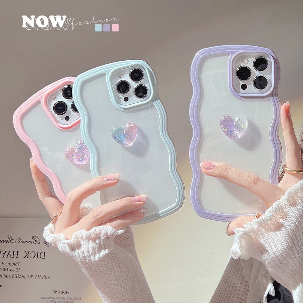 Case Pelindung Transparan Motif Hati 3D Untuk Iphone XS XR 11 12 13 PRO MAX