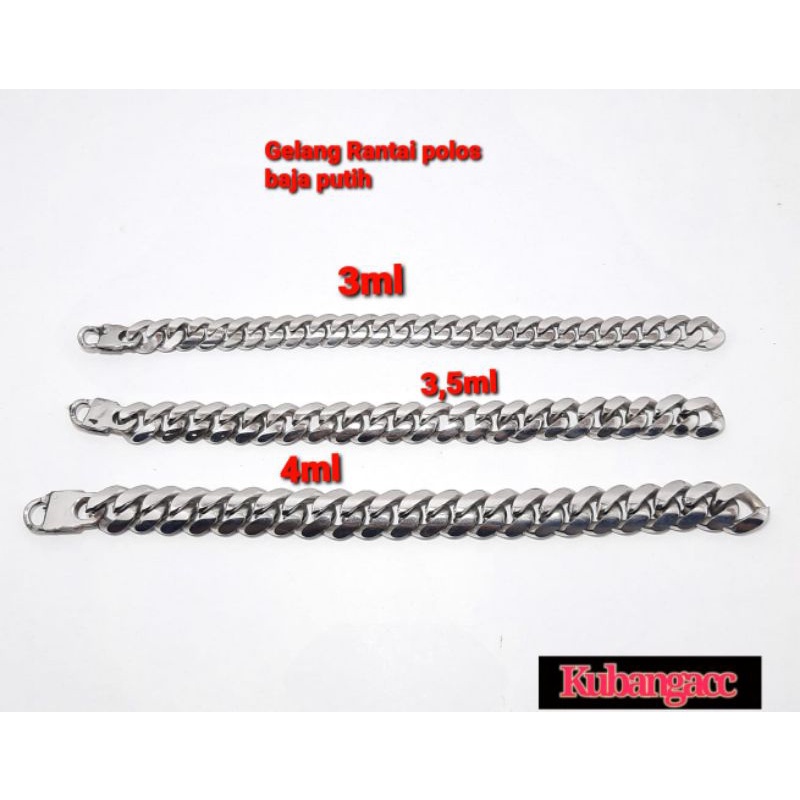 Gelang Stainless - Gelang Rantai - Gelang Baja putih - Gelang Pria - Kubangacc
