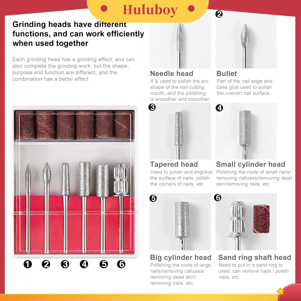 Huluboy Huluboy♡ 1 Set Alat Kikir Kuku Elektrik Bahan ABS Untuk Manicure