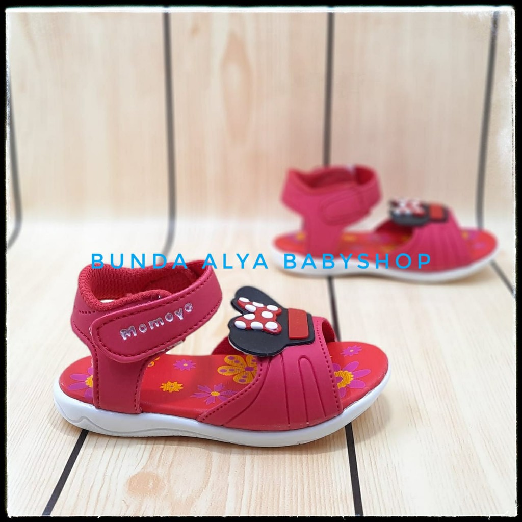 Sendal Anak Perempuan Umur 1 - 2 Tahun MERAH Alas Karet Anti Licin - Sepatu Sandal Anak Cewek 1 - 2 Tahun Anti Licin Size 22 - 25 Alas Karet Kartun Lucu