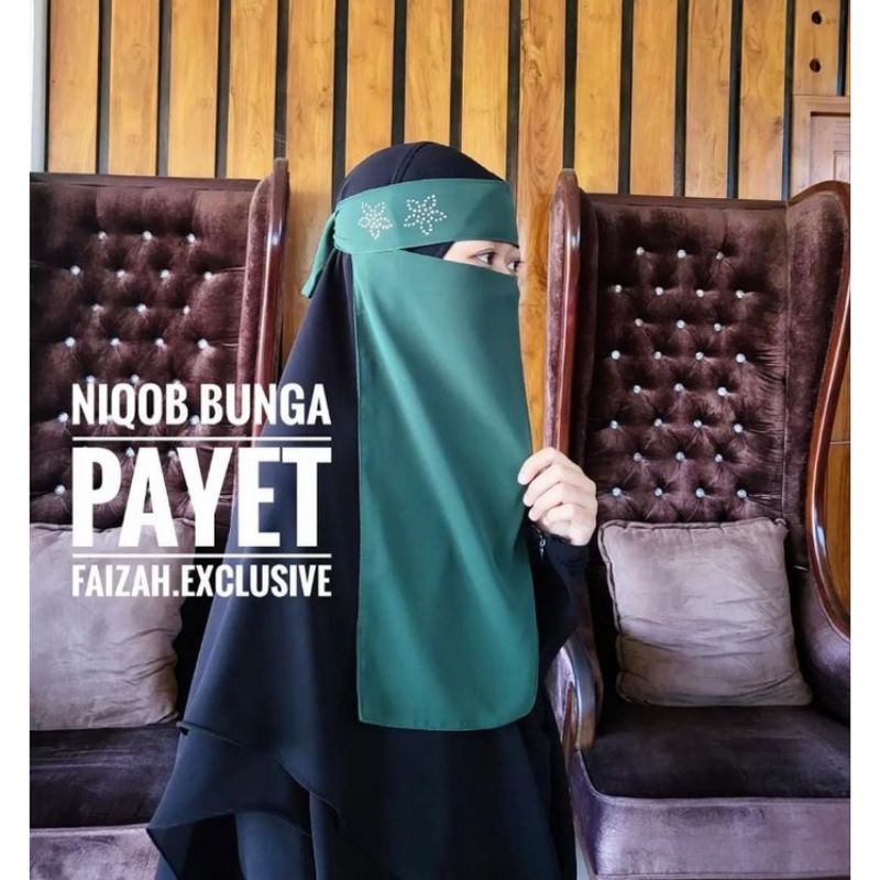 Niqab Bandana Payet 2 Layer Tanpa Jahitan bawah Mata