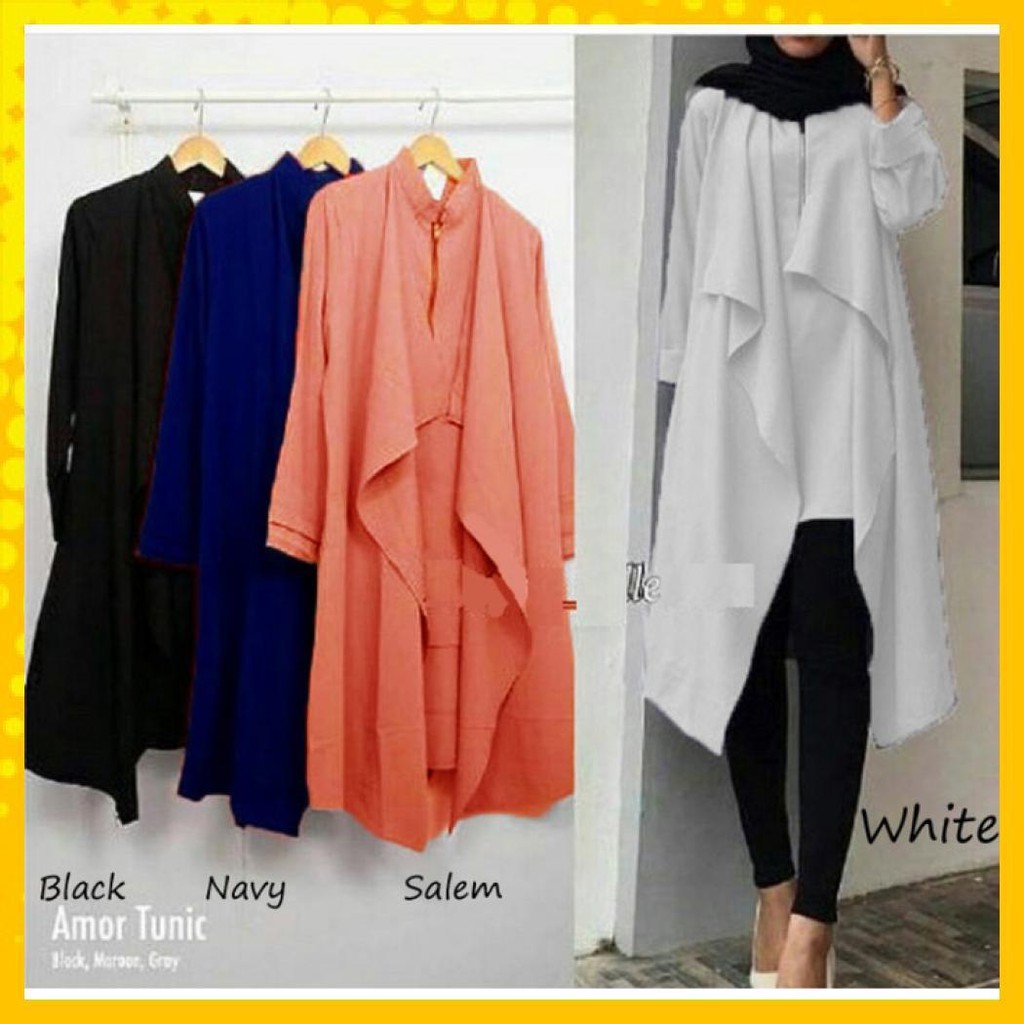Amor Tunik | Baju Muslim Wanita | Tunik Muslim | Tunik - Putih