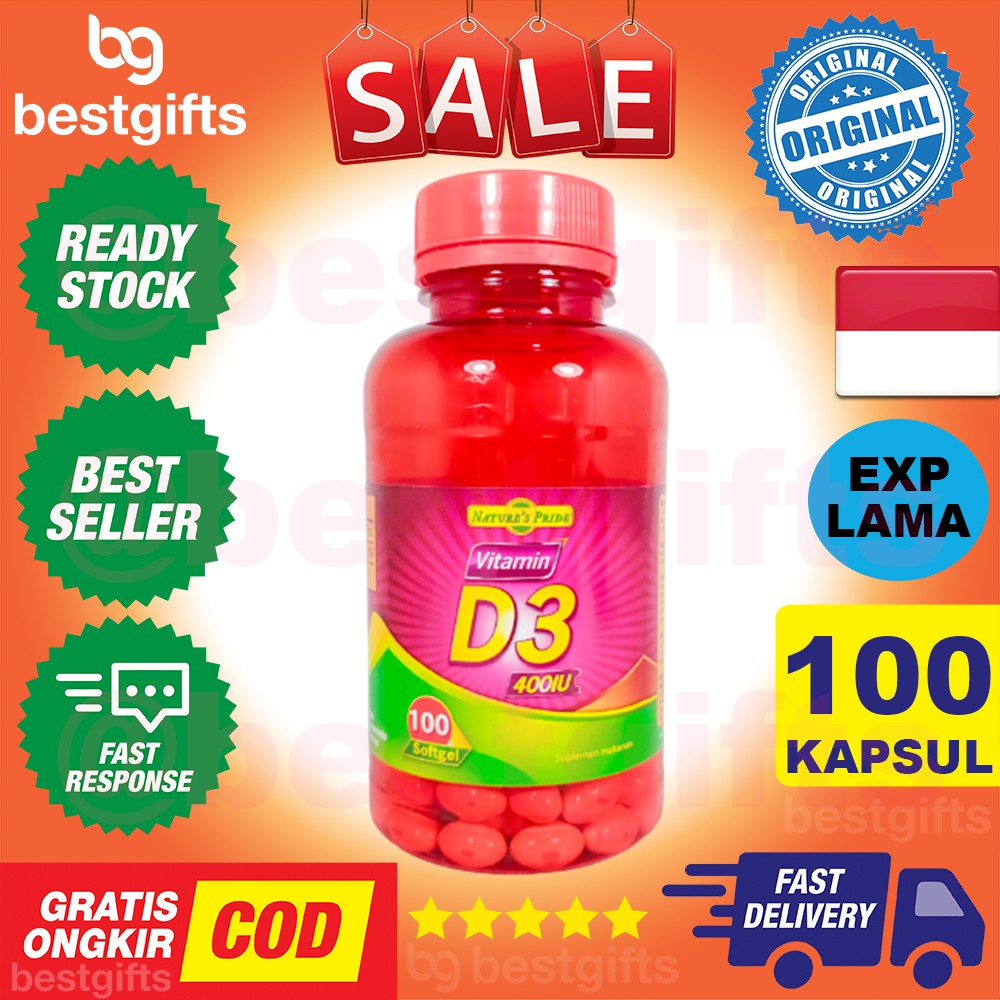 NATURE'S NATURES NATURE PRIDE VITAMIN D3 VIT D 400IU 400 IU TULANG GIGI KEKEBALAN TUBUH 100 KAPSUL