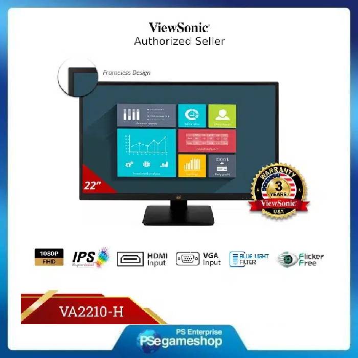 ViewSonic 22” IPS Monitor FHD HDMI and VGA input [VA2210-H]