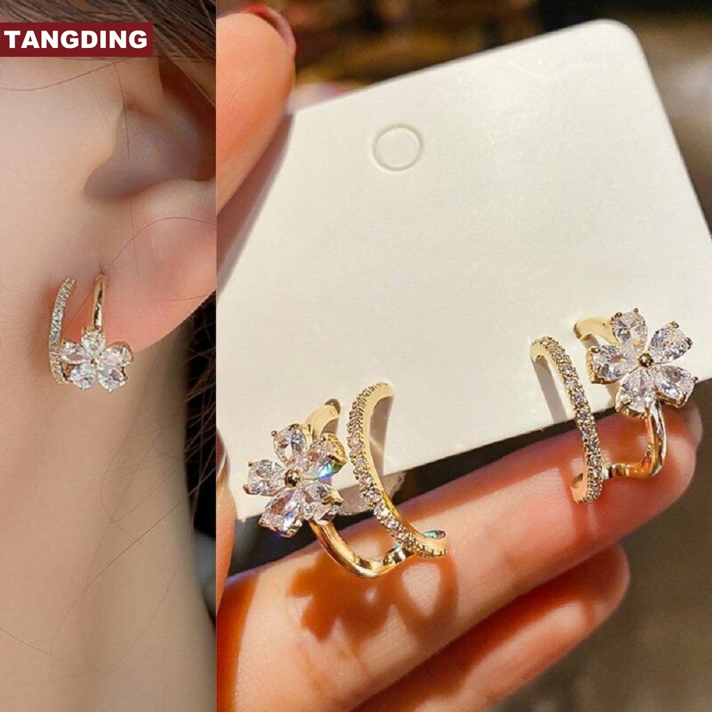 Beauty Girl Small Flower Earrings Zircon Ear Stud Women Wedding Party Jewelry