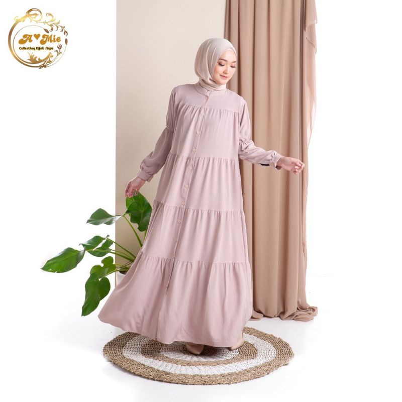Zahira Dress Beige | Fashion muslim Dress muslimah terbaru 2022